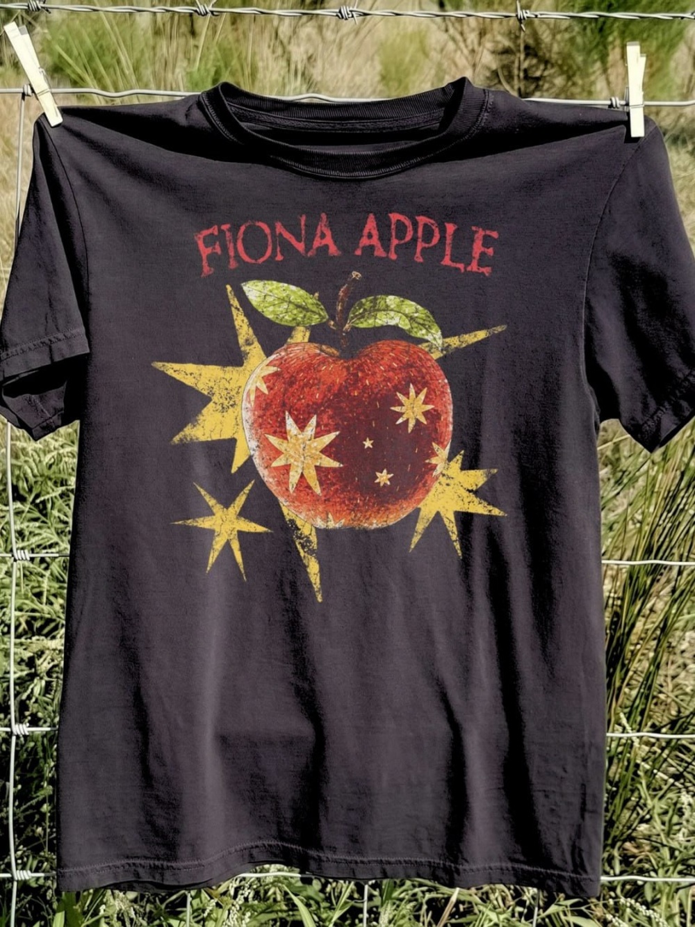 Black Fiona Apple Graphic Tee - Red Apple Design